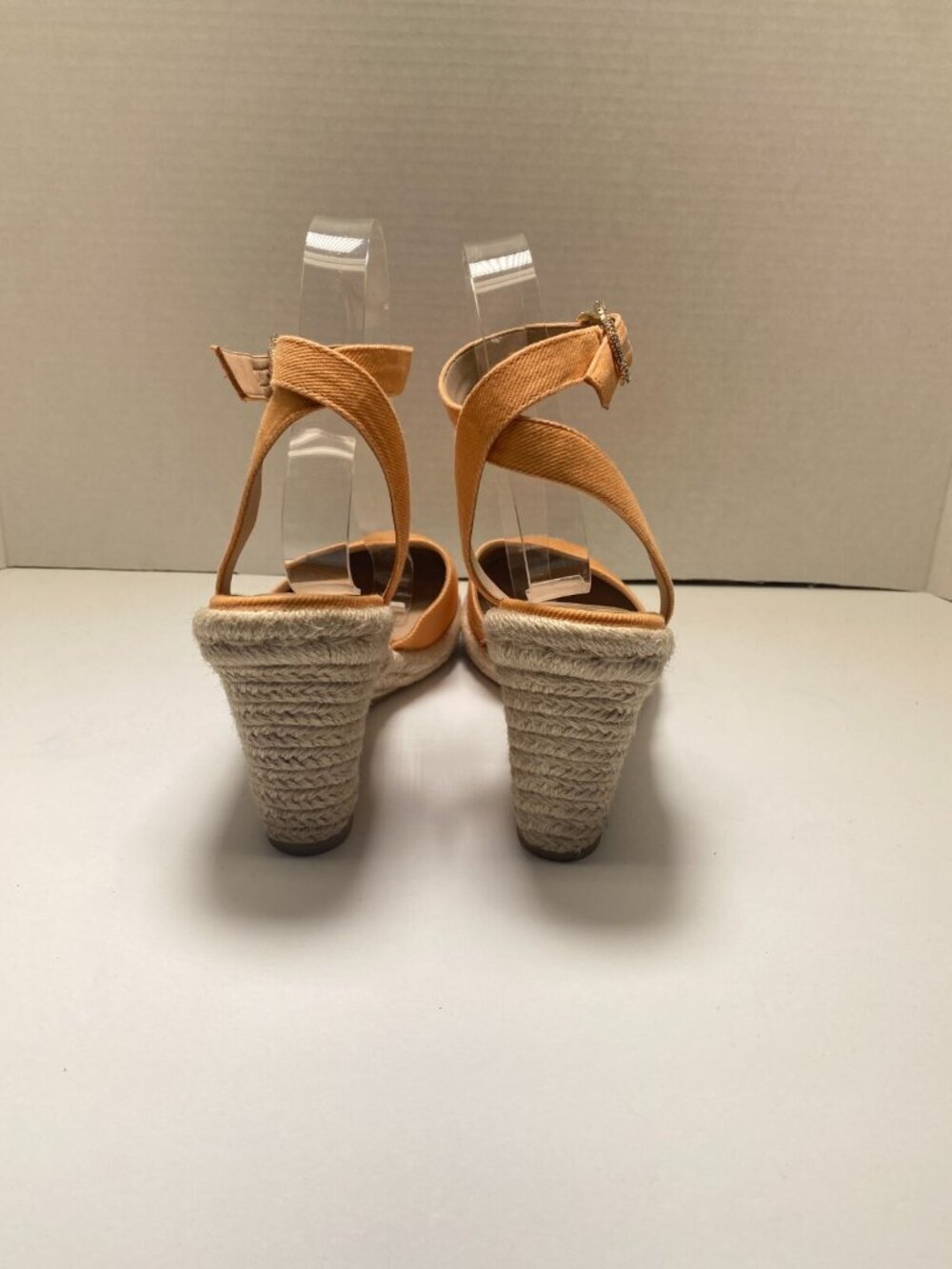 Stuart Weitzman Women's Natural Crystal Buckle Espadrille Wedge Sandal Sz 11 - Picture 5 of 6